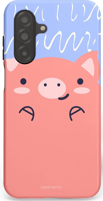 Casetastic hoesje geschikt voor Samsung Galaxy A26 - Dubbellaagse bescherming - Knuffel van varken - Fashion Case - Koraal Lichtblauw