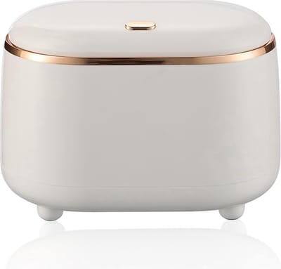 Bureau-prullenbak met deksel, 2L mini-prullenbak, kleine prullenbak (wit)