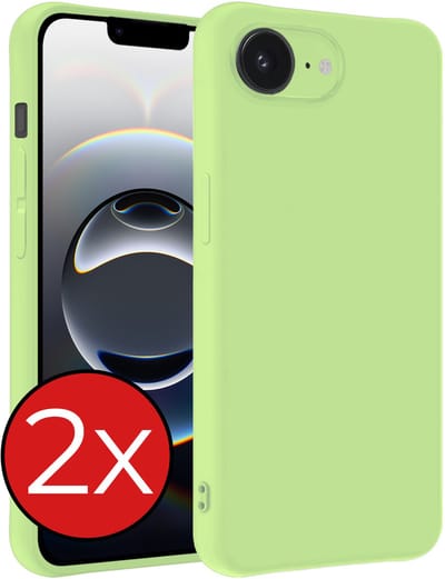 Hoesje - 2 Stuks - Geschikt voor Apple iPhone 16e / 17e - Sterk & Shockproof - Telefoonhoes - Back Cover - Case Siliconen - Telefoon Hoes - Groen