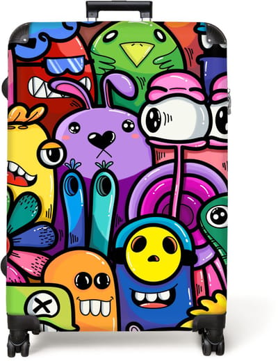 NoBoringSuitcases.com® - Koffer groot - Reiskoffer lichtgewicht - Monster - Bloemen - Regenboog - Design - Grappig - Kids - Rolkoffer met 4 wielen - Grote trolley XL - 98 liter bagage