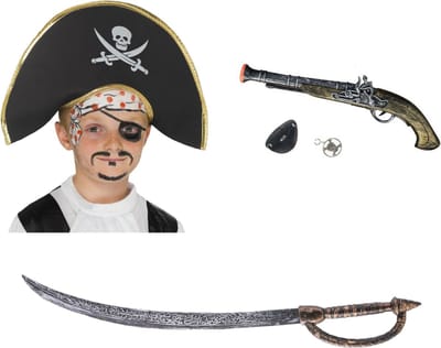 Funny Fashion Verkleed set Piraat - Piraten hoed/pistool/zwaard/ooglapje voor kinderen