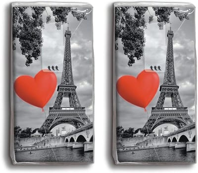 Zakdoeken City of Love - Papieren zakdoekjes - Hygiënisch Gebruik - Duitse Kwaliteitspapier - 22x21 cm - Multicolor