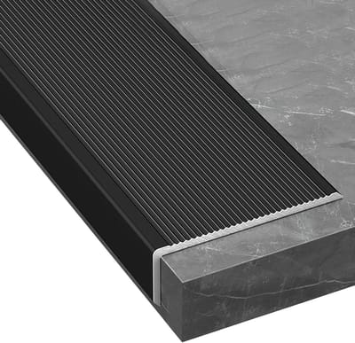 Trapneusprofiel van zwart aluminium, 100 cm, voor tegels, laminaat, hout, vinyl, duurzame randafwerking (B 100 x H 30 mm), perfect voor veilige stappen en stijlvolle afwerkingen