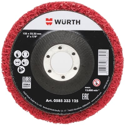 Wurth - Keramische nylon reinigingsschijf - Nylon schuurvliesschijf met harde rug, grof - x 10 st - Korrel Zeer