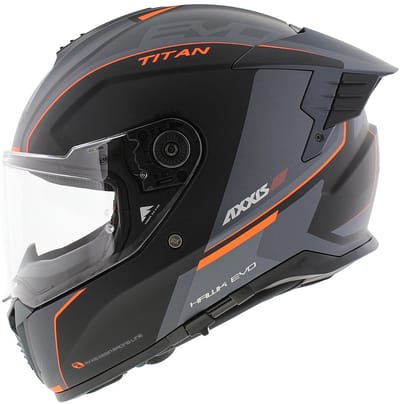 Axxis Hawk SV Evo Integraal helm Titan B4 mat zwart oranje grijs