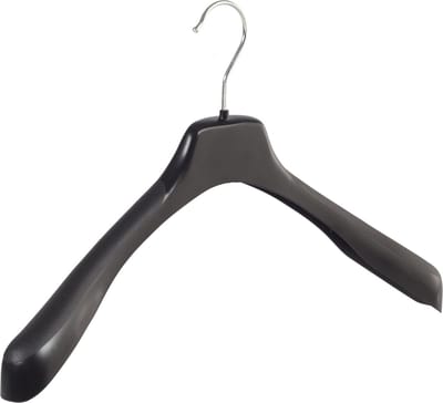 De Kledinghanger Gigant - Mantelhanger - Kostuumhanger - Jassenhanger - Volwassenen - EU45 - 50 Stuks - Kunststof - Zwart - Schouderverbreding 4 cm - 45 cm - Kledinghanger - Kleerhanger - EU-Serie (EU45_00/50)