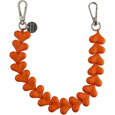 123watches Telefoonkoord Heart - oranje - zilver - Geschikt voor iPhone en andere smartphones