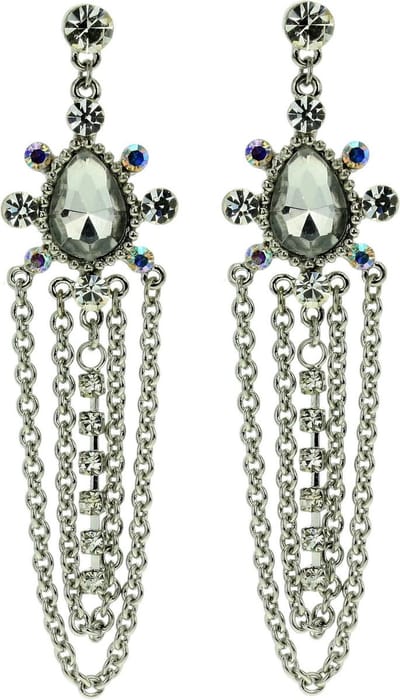 Behave - Oorhangers met ketting en witte steen - feestelijke eyecatcher