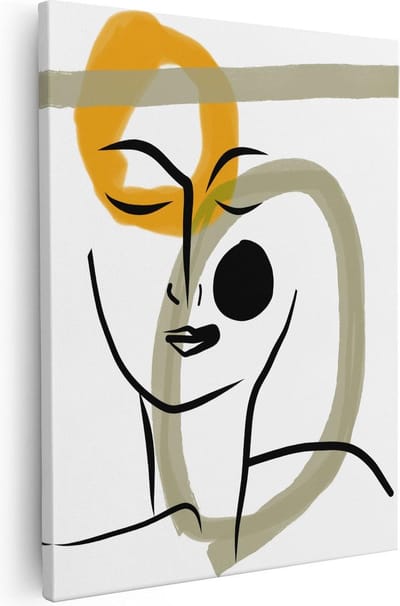Artaza Canvas Schilderij Line Art Vrouw - 40x50 cm - Wanddecoratie Abstract - Muurdecoratie Woonkamer - Kamer Accessoires