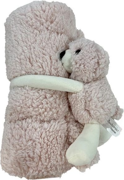 Knuffelzacht babydekentje - deken baby en peuter 100 x75 cm – Kraamcadeau - Zacht dekentje met knuffel beer – Teddy deken - Roze - Baby geschenkset