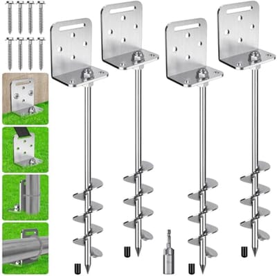 24 Inch Grondankers Schroef Set met L-beugel voor Tent, Trampoline en Speelset