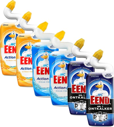 WC eend toiletreiniger combo 2x750ml citroen en 2x750ml ocean en 2x750ml Nr. 1 ontkalker