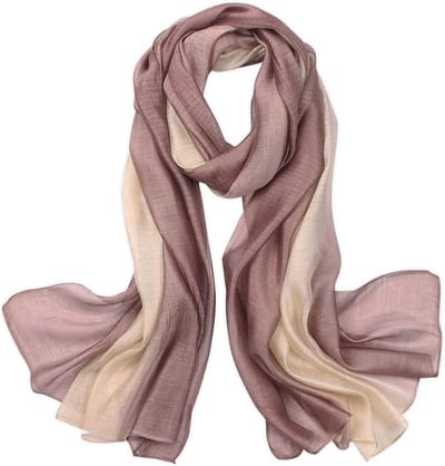 Zijdeachtige Sjaal voor Vrouwen met Gradient Kleur en Stiksel, Elegante en Lichtgewicht Modeaccessoire voor Alle Seizoenen, Beige en Khaki, One Size
