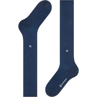 Burlington Dublin lang eenkleurig katoen kniekousen heren blauw - maat 40-46