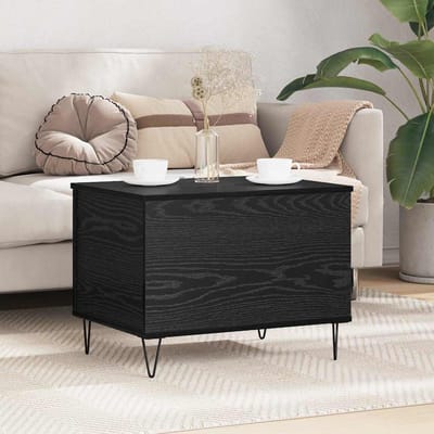 vidaXL - Salontafel - Zwart - Eiken - 60 - x - 44,5 - x - 45 - cm - Bewerkt - hout