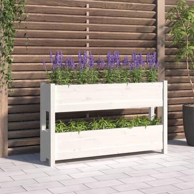 vidaXL - Plantenbak - 112x25x66 - cm - massief - grenenhout - wit