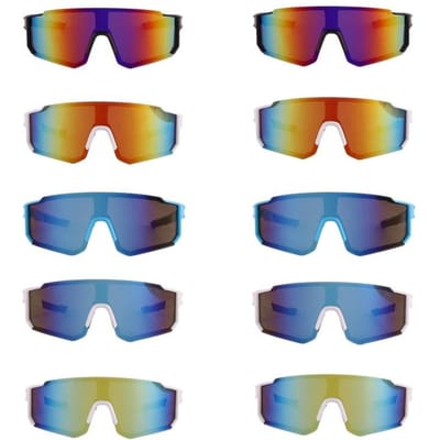 10 stuks Fietsbril UV-bescherming Zonnebril voor Mannen Vrouwen Motorfiets Winddicht Buiten Sportbril gray