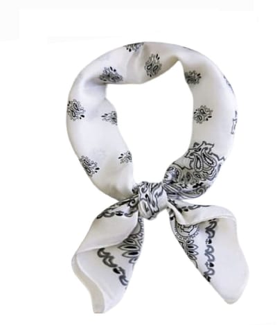 Mooie Dames Neksjaal Wit gebloemd -Sjaaltje Youhomy accessoires - Silk feeling sjaal 70x70cm - Sjaal vierkant zijde feeling- Hoofdsjaal- Cadeau voor vrouwen , dames-Moederdag - Kerstcadeau| nieuwjaars cadeau