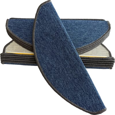 Trapmatten Set - Blauw/Donkergrijs - 15 Stuks - 56x17x3cm - Zelfklevende Halve Maantjes voor Trap