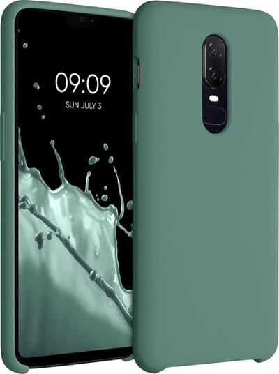 kwmobile telefoonhoesje geschikt voor OnePlus 6 - Hoesje met siliconen coating - Smartphone case in dennengroen