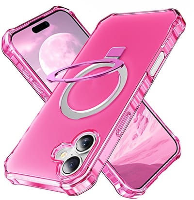 Coverup Hoesje - Geschikt voor iPhone 17 Hoesje - Coverup ShockProof TPU Back Cover met MagSafe Compatible Ring Kickstand - Pink