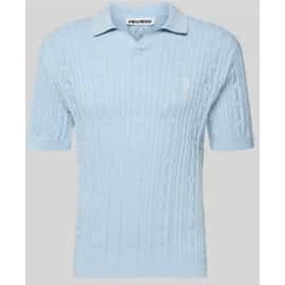 slim fit knitwear-poloshirt met labelstitching