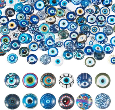 100 Stuks Boze Oog Glas Cabochons 12mm - Flatback Dome Versiering voor Scrapbooking, Armbanden en Sieraden Maken