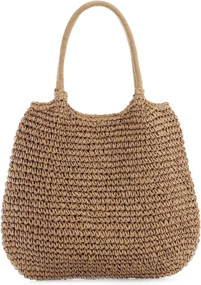 Grote Riet Schoudertas voor Dames - Gevlochten Strandtas Zomer Tote