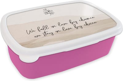 Broodtrommel Roze - Lunchbox - Brooddoos - Quotes - Spreuken - We fall in love by chance, we stay in love by choice - Relatie - 18x12x6 cm - Kinderen - Meisje