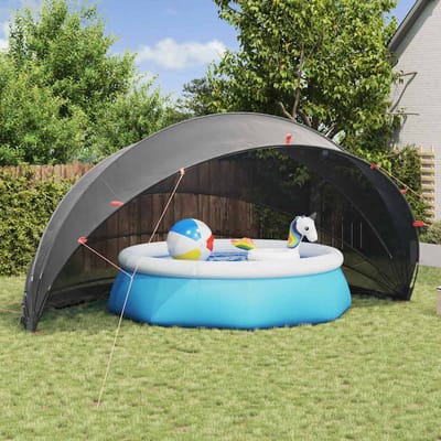 vidaXL Pooldome 592 x 590 x 275 cm 185T polyester met PU-coating Zwart