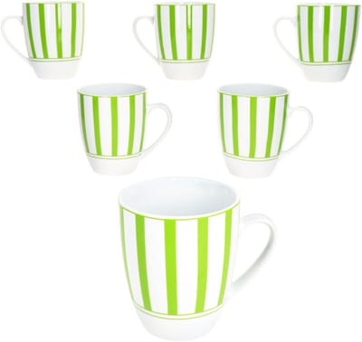 MamboCat Set van 6 SPLIT GREEN porseleinen koffiemokken 6 personen