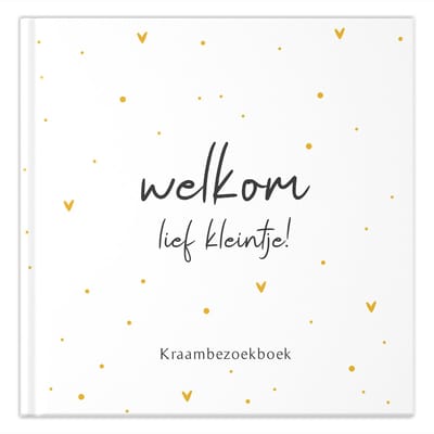 Fyllbooks - Kraambezoekboek - Invulboek Kraambezoek - Oker Dots - Ruimte voor 66 Gasten - Voor alle Gezinnen