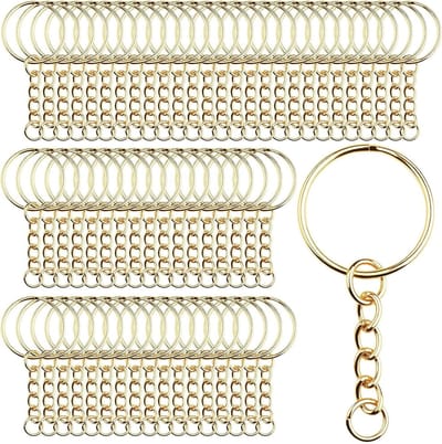 25mm Sleutelhangers met Ketting - 120 Stuks voor Sleutels, Ambachten en DIY Sieraden Maken, Roestvrij Staal