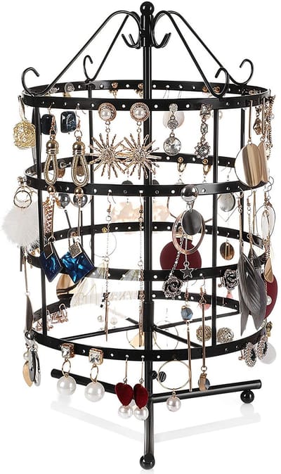 Oorbellenrekje rond draaibaar - Roterende oorbellen display - Display voor Sieraden - Oorbellen Organizer- Oorbellenrek voor 72 paar oorbellen - Zwart