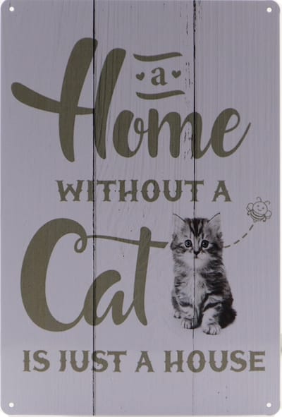 Wandbord – Kat - Cat - Vintage - Retro -  Wanddecoratie – Reclame bord – Restaurant – Kroeg - Bar – Cafe - Horeca – Metal Sign – 20x30cm