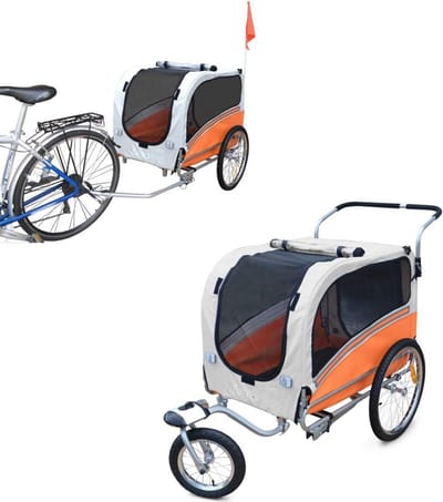 Fietsaanhanger voor Honden en Kinderwagens - Veilig en Duurzaam (Oranje, L)