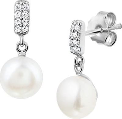 TFT Oorhangers Parel En Zirkonia Zilver Gerhodineerd Glanzend