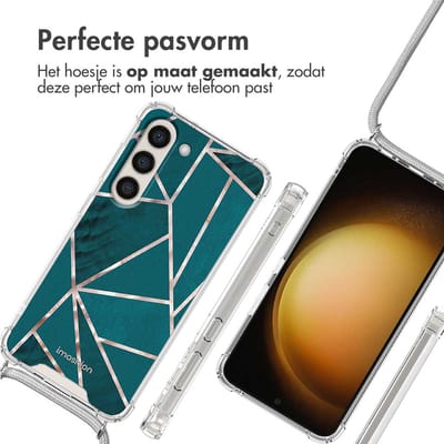 imoshion Hoesje - Geschikt voor Samsung Galaxy S23 Plus - Design Hoesje met Koord - Petrol Green Graphic