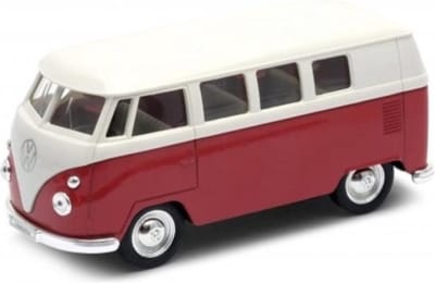 Welly Volkswagen Bus 1963 T1 - schaal 1:32 - Rood/Wit