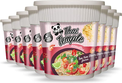 Thai Temple® | 24 x TOM YUM SHRIMP Panda Noodles in Cup 60 gram | instant noedels | garnalen