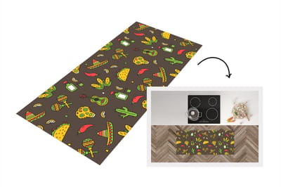 Keukenloper - Loper keuken - Patroon - Mexico - Sombrero - 120x50 cm - Keukenloper vinyl