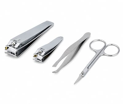 HEM Manicureset 4-Delig RVS – Nagelknipper Set – Pincet – Schaartje – Nagelverzorging Set – Inclusief HEM Microvezeldoekje