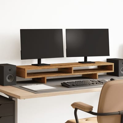 vidaXL - Monitorstandaard - 100x27x15 - cm - bewerkt - hout - oud - houtkleurig