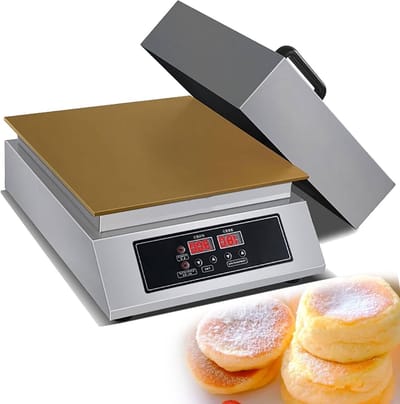 Elektrische Soufflé Maker - Pannenkoekenmaker Dorayaki - Desserts Maken - Koperen Verwarmingsplaat - 45 x 70 x 15 cm - Zilver