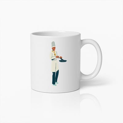 Keramische Koffiemok met Chef Illustratie – Perfect Cadeau voor Kookliefhebbers & Keukendecoratie