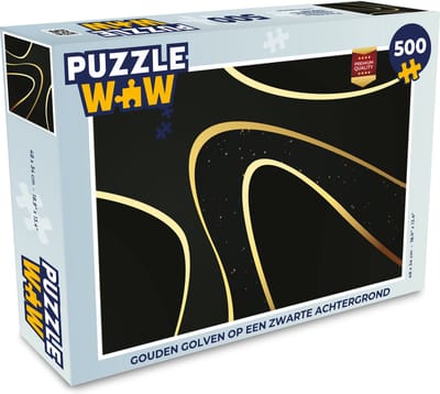 Puzzel Gouden golven op een zwarte achtergrond - Legpuzzel - Puzzel 500 stukjes