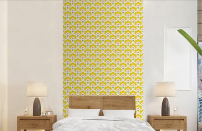 Behang - Fotobehang Design - Retro - Seventies - Geel - Breedte 120 cm x hoogte 240 cm