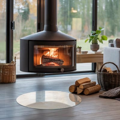Coloray Vloerplaat Houtkachel - Vloerplaat Openhaard - 60 cm x 60 cm - Houtkachel Accessoires - Romig Vloerplaat Kachel - Onderplaat Voor Houtkachel - Plaat voor Onder Houtkachel - Open Haard Accessoires - Verwarmingsaccessoires