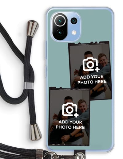 Gepersonaliseerd - Case Company® - Hoesje met koord geschikt voor Xiaomi Mi 11 Lite hoesje met Koord - Polaroid Zwart - Telefoonhoesje met Zwart Koord - Bescherming aan alle Kanten en Over de Schermrand