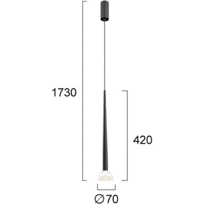 Viokef LED hanglamp Rina, zwart/helder, Ø 7 cm, metaal/acryl